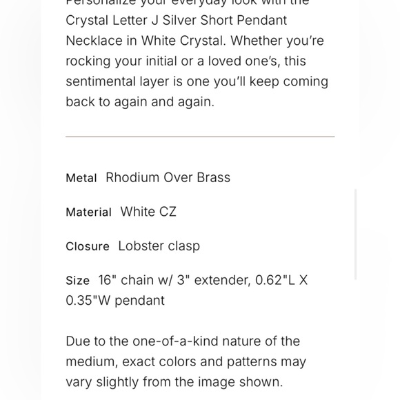 Kendra Scott Crystal J Silver Necklace - Picture 6 of 6